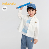 男童外套女童上衣亲子装 巴拉巴拉儿童纯棉衬衫 新款 2025秋装 潮 长袖