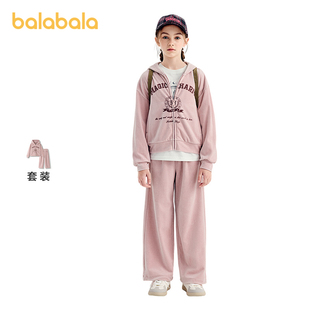 【商场同款】巴拉巴拉女童套装儿童长袖2件套2025新款秋装天鹅绒