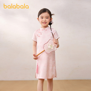 巴拉巴拉女童裙子儿童连衣裙2026夏新款 新中式 旗袍裙 balaOne