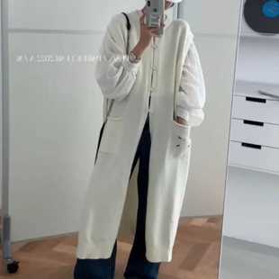 背心裙 大码 针织马甲连衣裙秋冬季 胖妹妹高级感设计慵懒风长款 开衫