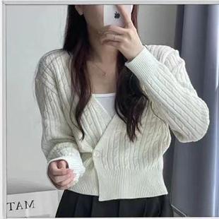 小香风韩系针织开衫 大码 女秋冬胖妹妹慵懒风高级感显瘦毛衣外套潮