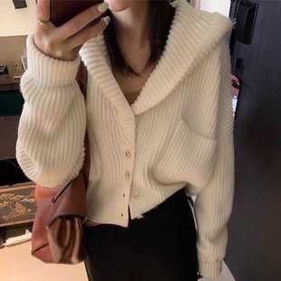 大码 连帽毛衣外套女秋冬季 胖妹妹慵懒风上衣温柔外穿短款 针织开衫