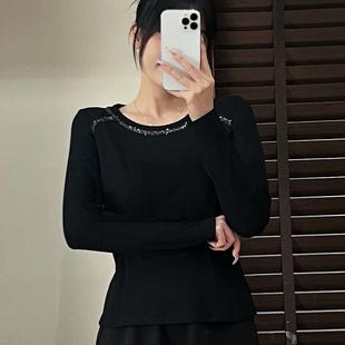 新款 女装 2024年秋冬季 大码 女 胖妹妹高级感收腰显瘦时尚 上衣打底衫