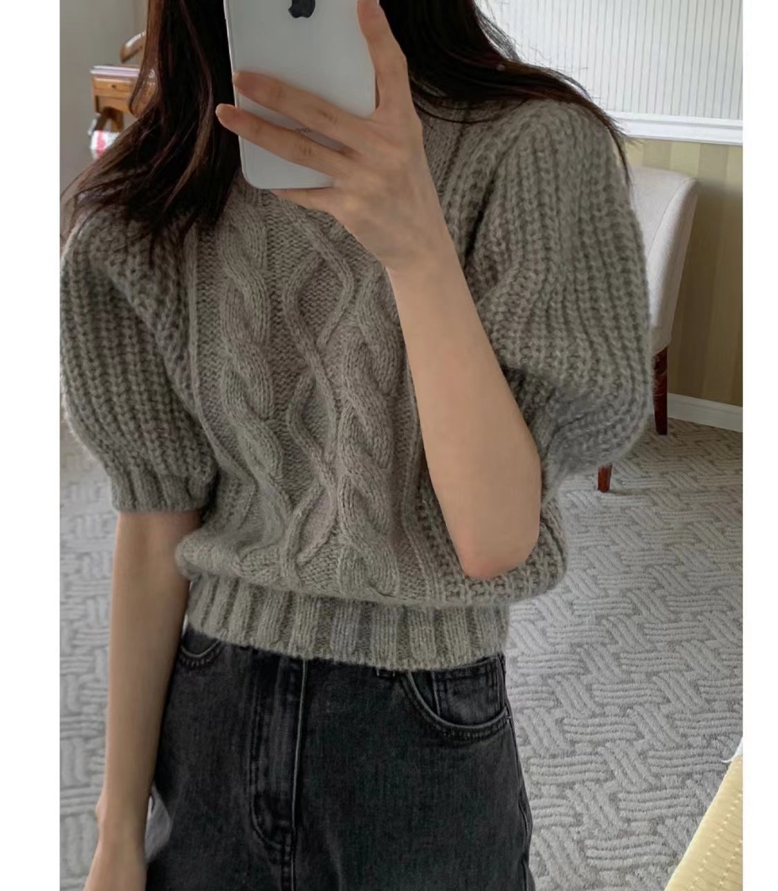 夏季大码复古泡泡袖毛衣女胖妹妹纯欲夏季大码复古泡泡袖毛衣女胖,女装/女士精品,毛衣,淘宝优惠券,粉丝福利购,淘宝优惠卷