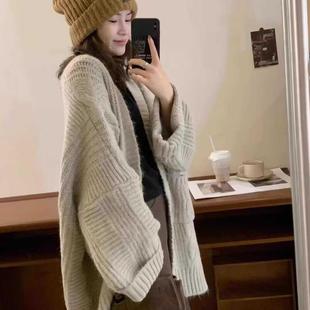 开衫 大码 加厚宽松针织衫 女装 女 慵懒风毛衣女秋冬胖妹妹外套中长款