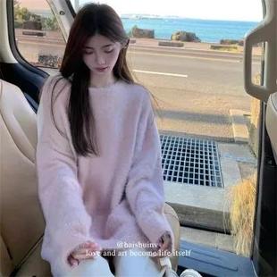 软糯糯蝴蝶露肩毛衣女秋冬季 大码 胖妹妹设计感拼接慵懒风气质上衣