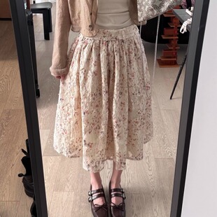 温柔浪漫镂空碎花设计感A字半身裙中长裙需要干洗 现货