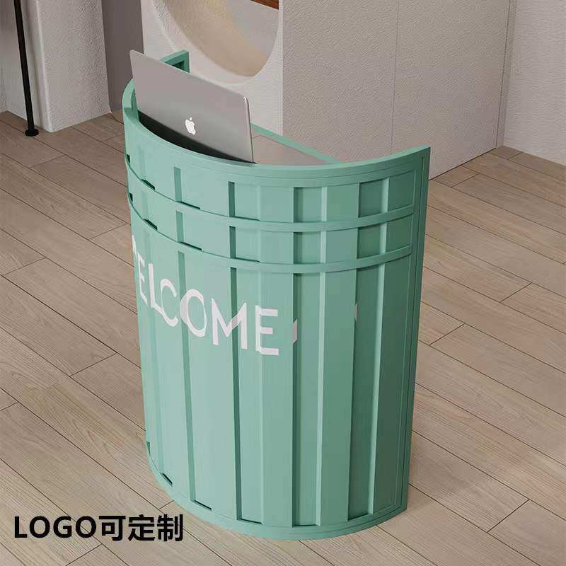 小型收银台吧台商铺迎宾接待台前台导购咨询台引导台圆弧形小柜台