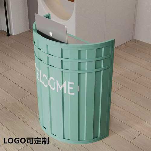 小型收银台吧台商铺迎宾接待台前台导购咨询台引导台圆弧形小柜台