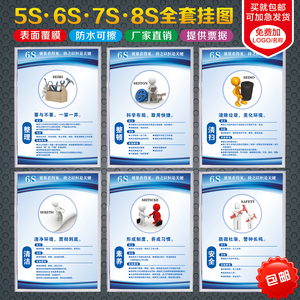 6S管理海报KT板挂图工厂车间5S展板7S现场质量管理8S海报背胶贴纸