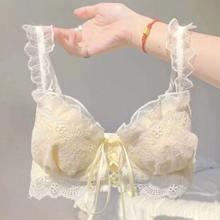 新款 小胸聚拢无钢圈上托美背文胸罩 日系甜美洛丽塔少女内衣女套装