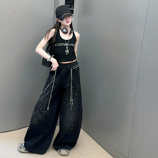 新款 舞蹈套装 中大童韩版 潮酷嘻哈街舞背心阔腿裤 时尚 女童2026夏季