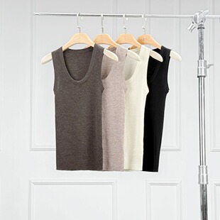 沃伦海龙 | Marina 早春软糯亲肤打底宝藏 羊毛U领女士背心针织衫