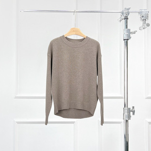 沃伦海龙 | Isabe 秋冬羊毛羊绒上衣 摩卡棕色圆领长袖针织毛衣女