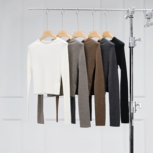 针织衫 沃伦海龙 无缝美丽诺羊毛圆领长袖 德国扬子纱线 女 KW906