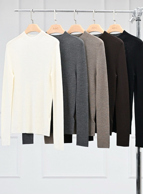 沃伦海龙 扬子纱2股60支 KW903无缝18针半高领长袖打底羊毛针织衫