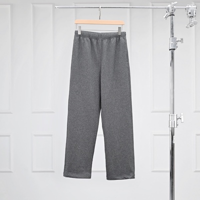 深灰色系绳阔腿直筒女士休闲长裤