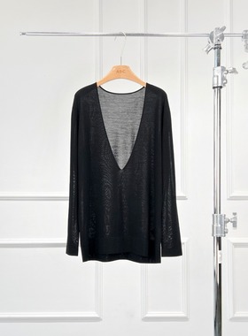 沃伦海龙 | Becca 早春时髦松弛感美丽诺羊毛V领长袖外套针织衫女