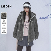 拉链连帽仿裘皮外衣C2AEF4525 乐町软糯毛毛外套新款 商场同款