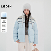 乐町撞色拼接毛织羽绒服女装 商场同款 宽松保暖外套C1ACF4403