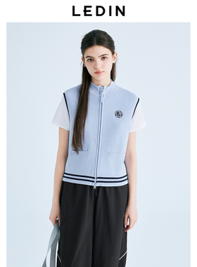 【商场同款】乐町小立领拉链背心2025春季新款针织毛衫C2EFF1522*