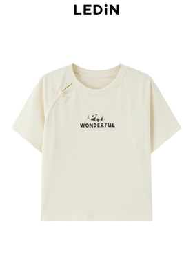 乐町2024夏季新款新中式简约小图短袖T恤C2CNE2F07