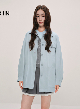 【商场同款】乐町宽松休闲外套秋新款翻领复古PU仿皮衣C1BHF3418