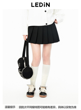 【商场同款】乐町百褶短裙秋季学院风黑色短款半裙C2GEE3212