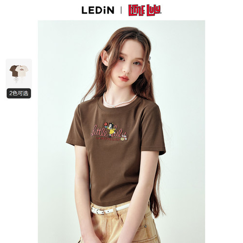 【Little Lulu联名】乐町夏季紧身图案绑带T恤C1CNE2122