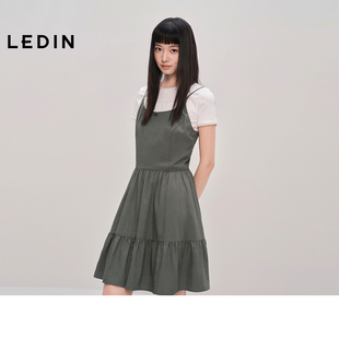 新款 乐町多折休闲连衣裙秋季 吊带连衣裙C2FAF3107 商场同款