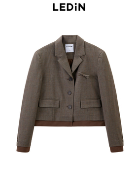 【商场同款】乐町2024秋季新款美式学院风格纹西装外套C1BAE3417