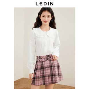 花边大翻领白色衬衫 新款 上衣 冬季 乐町甜美少女娃娃领衬衫