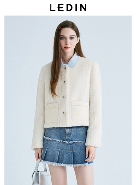 【商场同款】乐町2025新款千金风白色小香风厚外套C1AEF1213*