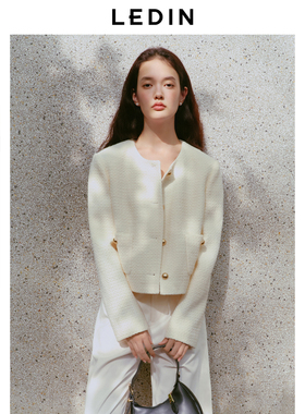 乐町富家千金短款白色小香风外套女2025新款韩系优雅气质名媛上衣