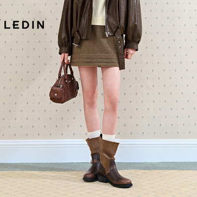 【商场同款】乐町焦糖色A字短裙春季新款塔克显瘦半身裙C1GEG1138