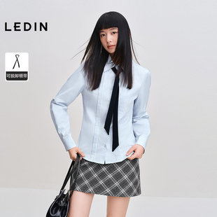 【商场同款】乐町肌理细纹长袖衬衫女2025冬季新款上衣C2CAF4240