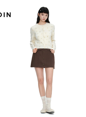 【商场同款】乐町门襟扣设计A字裙春季新款防走光半身裙C1GEG1431