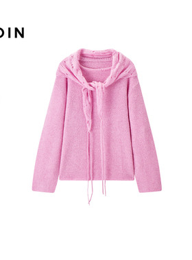 【商场同款】乐町羊毛镂空针织衫春季新款连帽宽松毛衣C1EEG1161