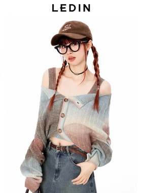 【商场同款】乐町渐变花纱开衫秋季针织外套C2EDE3503