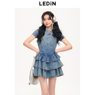 乐町2024夏季 蛋糕牛仔连衣裙高街辣妹C1FAE2177 新款