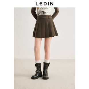 字母腰短裙C2GEE3335 乐町基础百褶半裙秋季 商场同款