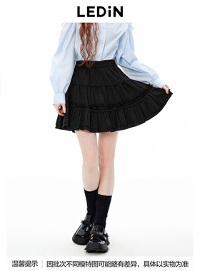 【商场同款】乐町少女感蛋糕裙秋季新款防走光黑色短裙C1GEE3133