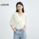 小衫 设计感短袖 新款 乐町轻度假风V领荷叶边叠层甜美上衣2025夏季