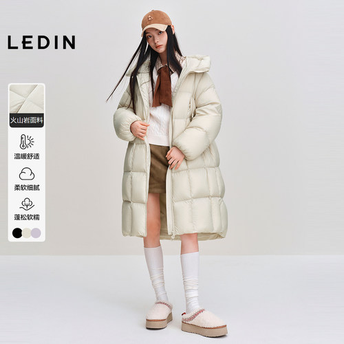 【火山岩】乐町中长款面包羽绒服女装25冬季新款泡芙连帽外套