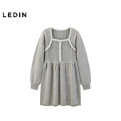 针织裙C1FAE4417 新款 商场同款 乐町甜美显瘦方领连衣裙冬季