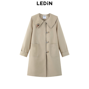 娃娃领宽松大衣外套C1BEE3339 乐町风衣2024年秋新款 商场同款