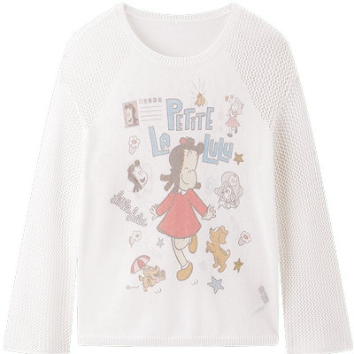 【Little Lulu联名】乐町2024夏季新款镂空印花线套衫C1EEE2137