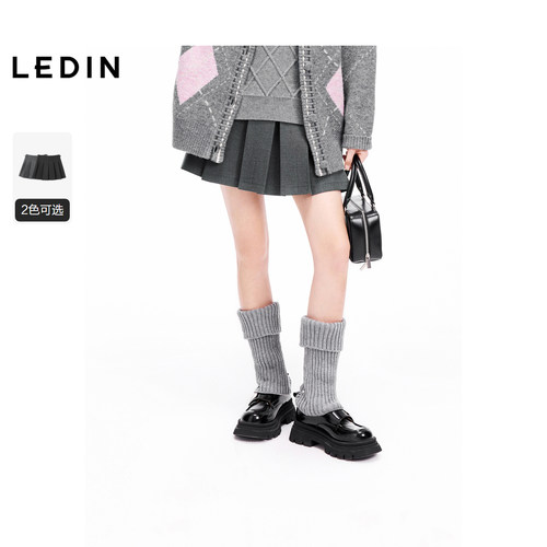 【商场同款】乐町学院风百褶裙冬季新款扣袢设计短裙C2GEE4337