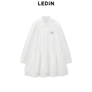 新款 连衣裙秋季 乐町甜美简约衬衫 蛋糕裙C1FAE3361 商场同款