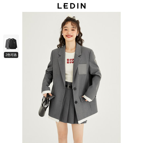 乐町韩系设计感休闲廓形西装外套女2025春季新款通勤职场气质西服